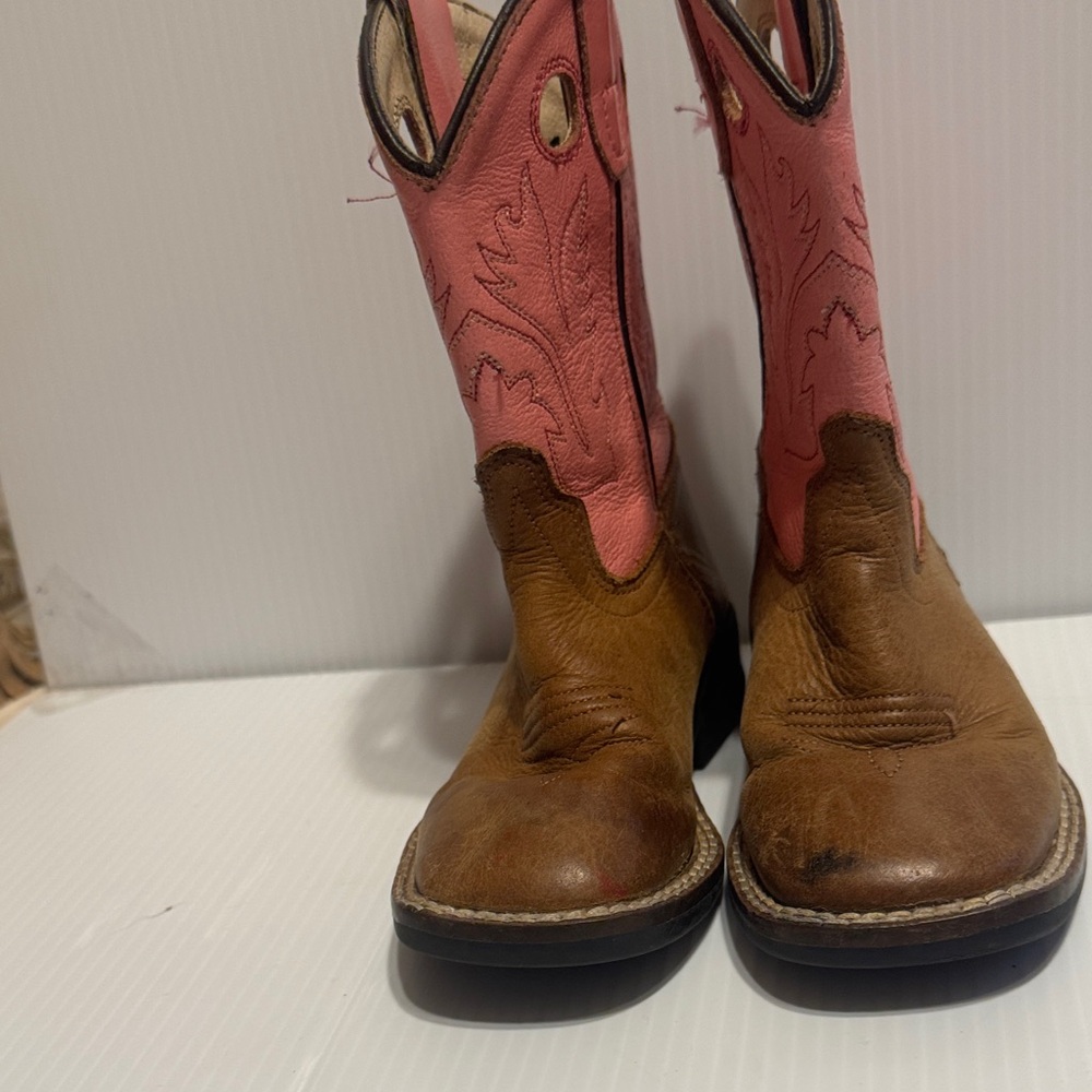 Old West Pink and Brown Kids Boots